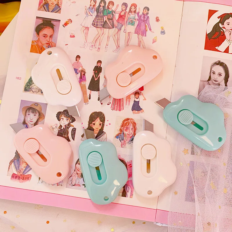 Mini Cloud Utility Knife Stretch Cute Paper Cutter Small Blade Letter Opener Office Stationery Escolar Papelaria