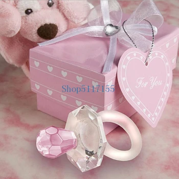 

New Europe and America style crystal wedding gift pacifier crystal Baby Shower Favors mass blue pink