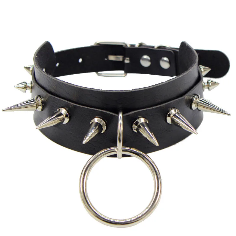 2024 Neue Damen Schwarzes Leder Choker Punk PU Leder Spike Halsband Nieten Halskette Gothic Schmuck 13