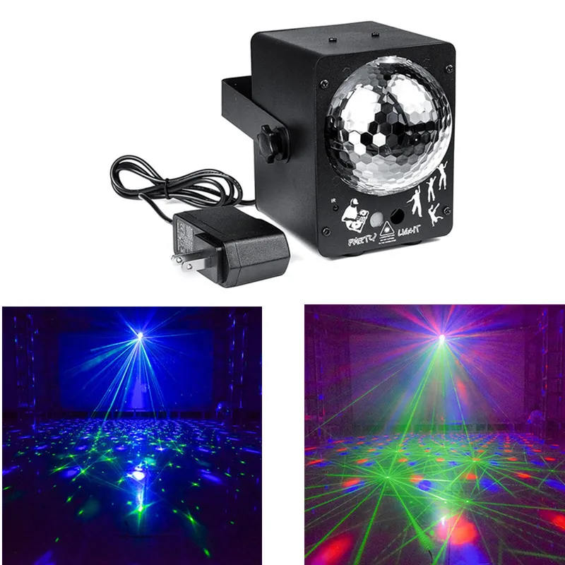 

18W 60 Modes Sound Activated Rotating Disco Ball Party Light Strobes Laser Light RGB LED Stage Light for DJ Club Home EU Plug