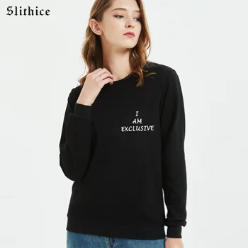 

Slithice New Autumn Sweatshirts Women streetwear clothes Funny Letter Print female Hoody sudadera mujer