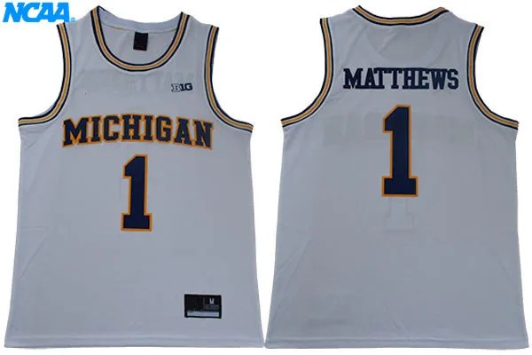 Новое поступление, высокое качество, Michigan MATTHEWS#1 футболка, спортивные майки, S-XXXL - Цвет: 1