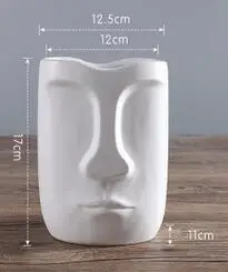 White 17cm Post Современная классическая ваза, украшение для семьи, керамическая ваза, украшение, абстрактный цветочный горшок, вазы для лица - Цвет: White 17cm