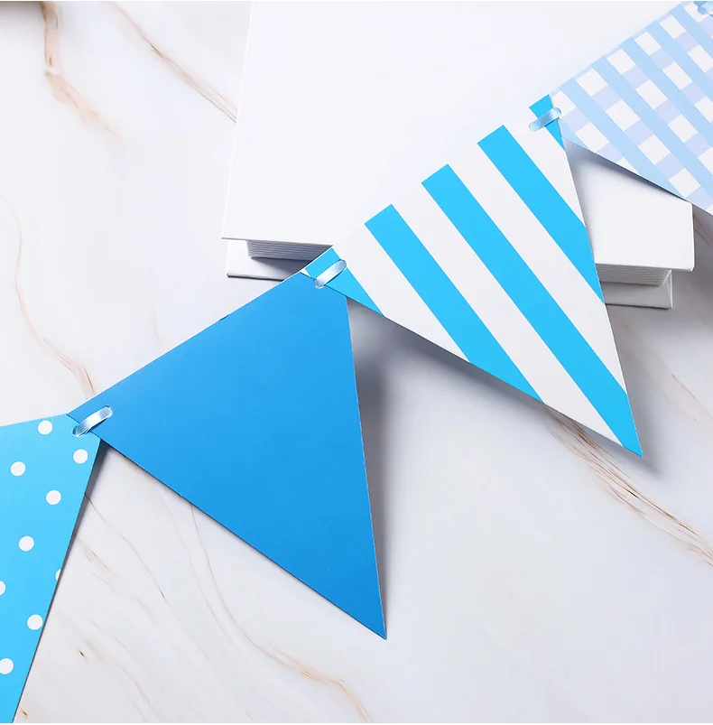 Wholesale Color Paper Triangular Hanging Flag Festive Decorations Banner Birthday Party Decorative Supplies Foreign Trade Hot Sa