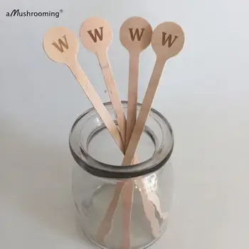 

Monogrammed Wooden Drinking Stirrers Wooden Stir Sticks for Swizzle Cocktail Coffee Beverage Vintage Barware