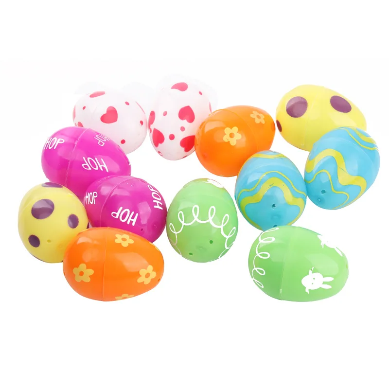 

12pcs 4-6cm Plastic Open Easter Eggs Can Hold Candy Boxes Gifts DIY Craft Kids Favor Happy Easter Home Decoration Easter Party
