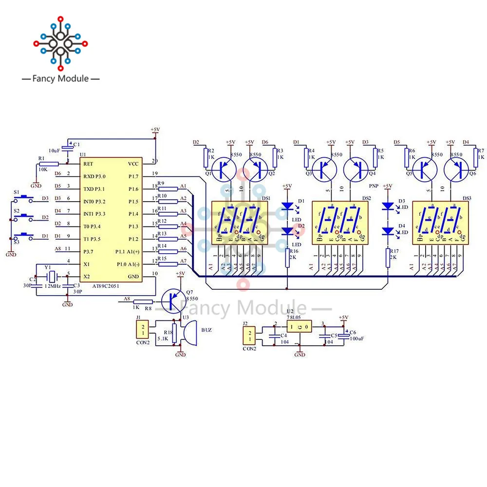 Diymore C51 AT89C2051 6 бит цифровые электронные часы Набор DIY наборы компоненты
