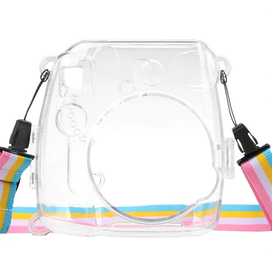 Waterlowrie Instax Mini 9 Case Transparent Plastic Cover Instant Camera Protect bag With Strap For Fujifilm Instax Mini 9/ 8 /8