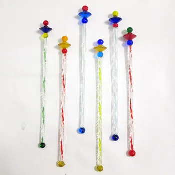 

Custom handmade Glass drink Stirrer Sticks creative screw thread art design Christmas Party Stir Swizzle Cocktail Bar Sticks