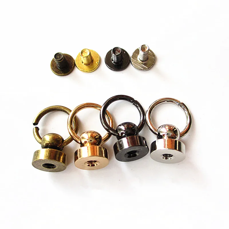 10pcs Metal Ball Post With O Ring Studs Rivets Nail Screwback Round Head Spots Spikes Leather Craft