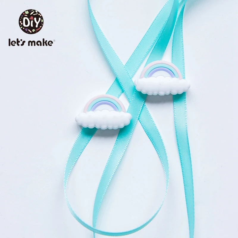 Let's make Baby Silicone Teethers Beads Toy BPA Free 5pcs Mini Rainbow Clouds Food Grade DIY Accessories Childen's Goods Product