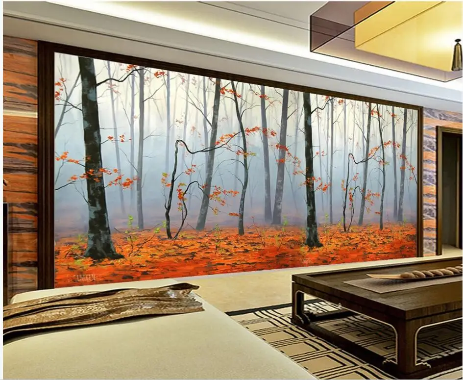 

WDBH Custom photo 3d wallpaper Big tree beautiful autumn forest scenery decor living room 3d wall murals wallpaper for walls 3 d