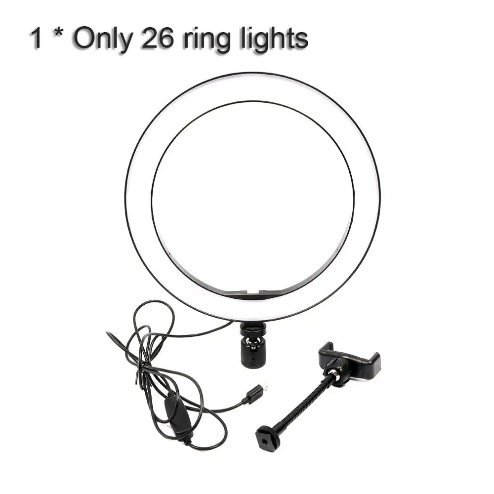 " /10" светодиодный Selfie Ring Light Studio Dimmable лампа штатив подставка камера телефон видео фотография Освещение для Youtube Live макияж - Цвет: Black