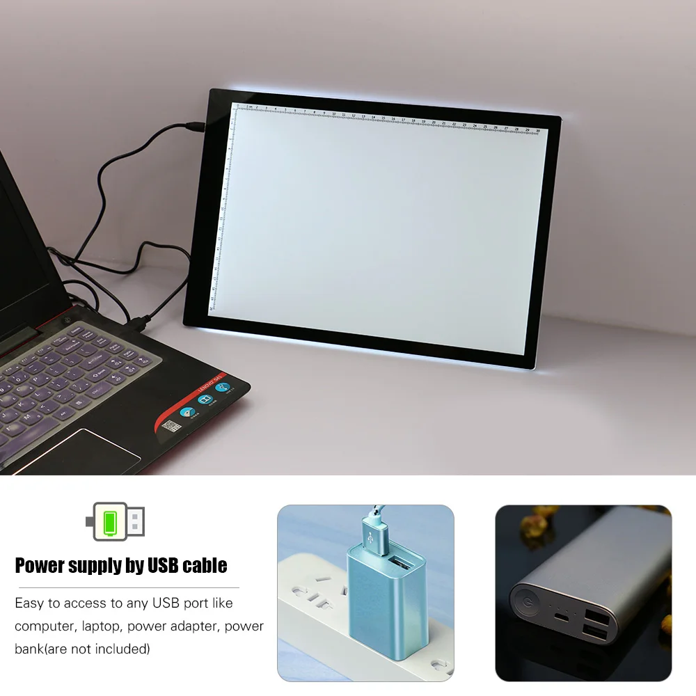 A4 светодиодный световой короб Tracer со шкалой ультра-тонкий USB Powered трассировочный свет Pad Доска для рисуйте наброски анимация рентгеновского просмотра
