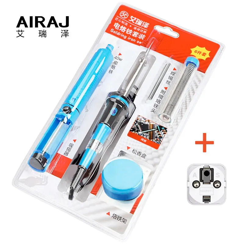 

AIRAJ Portable 40W Thermostat Electric Powered Soldering Iron Pen Set Rework Station Mini Handle Hot Pencil Welding Repair Tool