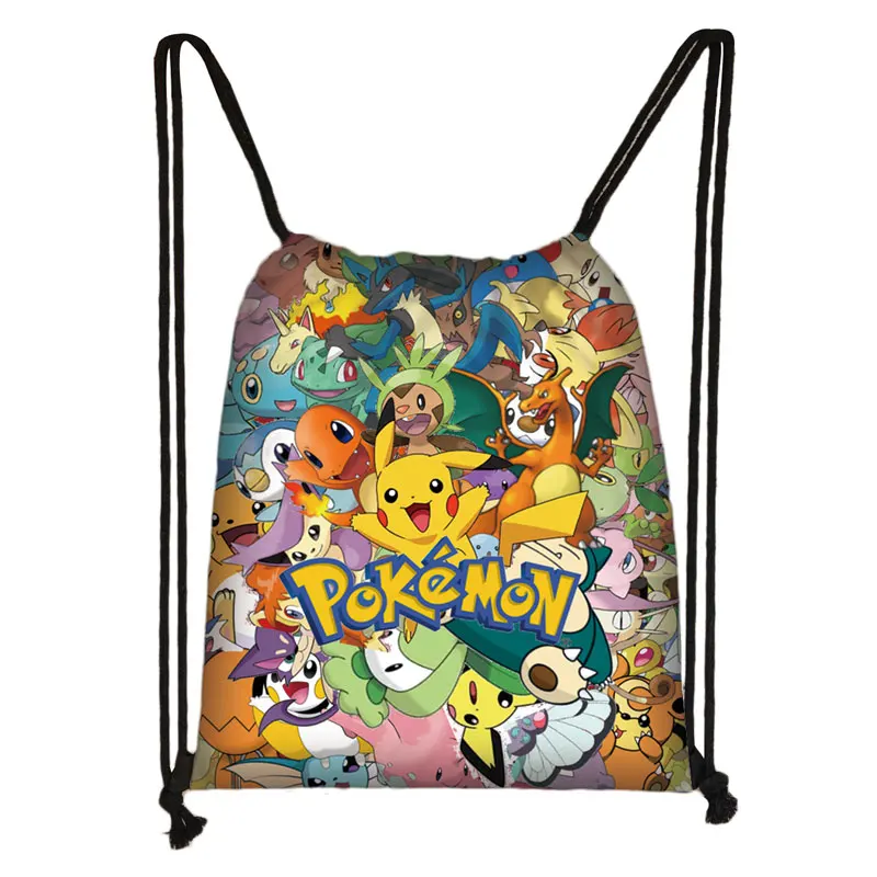 Сумка с рисунком покемона на шнурке с принтом Пикачу/булбазавр/EEVEE/Psyduck рюкзак для мальчиков и девочек сумка для хранения детской книги - Цвет: skdcwjl32