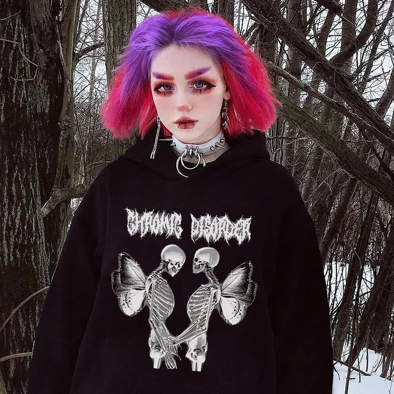 RTUZ Streetwear Hoodie Mit Schmetterling Print - Vintage Hip Hop Pullover Mit Rückenprint