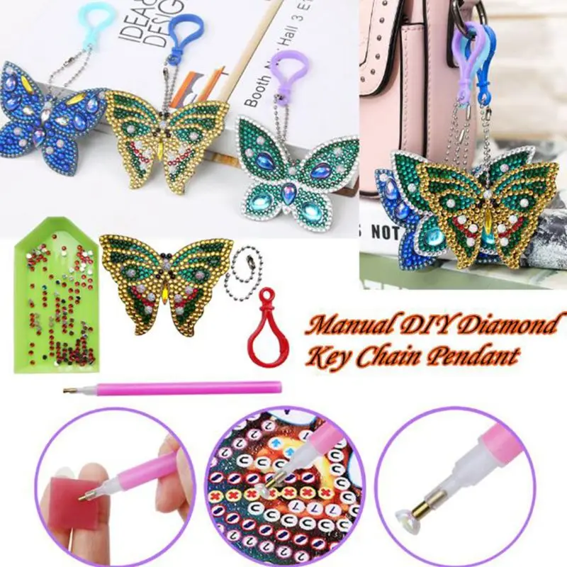 

5D Special Shaped Diamond Painting Keychain Kits for Kids and Adult, Stick Paint with Diamonds by Numbers Easy to Keychain Penda