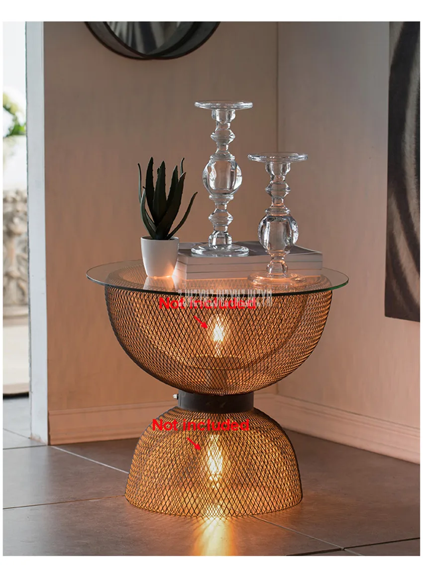 Modern Hourglass Design Night Light Table Creative Simple Iron Art Round Table Living Room Bedroom Corner Side Coffee Table