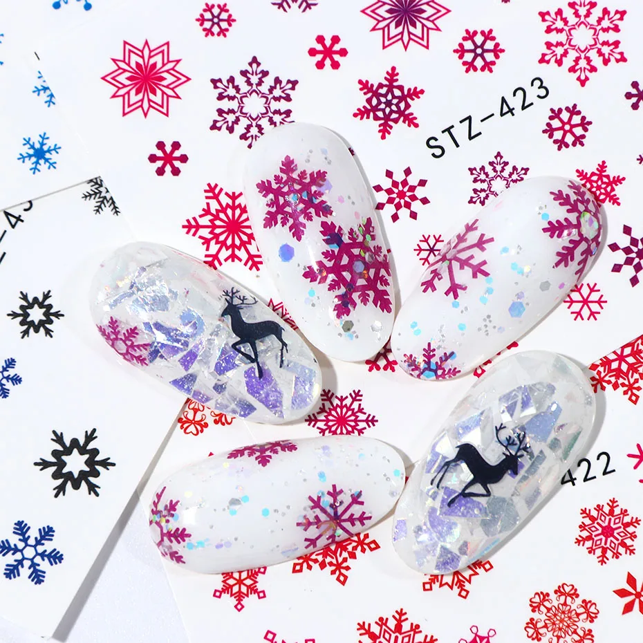 1 шт снежинка слайдер для ногтей наклейки Обертывания красно-белые наклейки Рождественский дизайн зимний дизайн ногтей украшение Маникюрный Инструмент LASTZ421