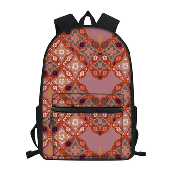 

THIKIN Red Datura Flowers Print Junior School Backpack High Quality Children School Bag with Zipper Women Causal Mochila Mujer