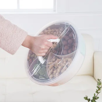 

Fruit Candy Treats Serving Tray Organizer Household Plastic Snacks Boxes With Handle Lid Dispenser Container Kitchen Supplies