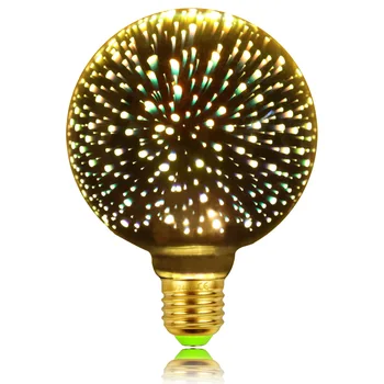 

TIANFAN Led Bulbs 3D Light Bulb Firework 4Watts AC85-265V Decorative Light Bulb Edison Bulb G95 Silver