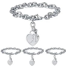 Женский браслет с гравировкой 26 букв, оригинальные подвески, браслет из нержавеющей стали, ювелирные изделия, подарки TT@ 88