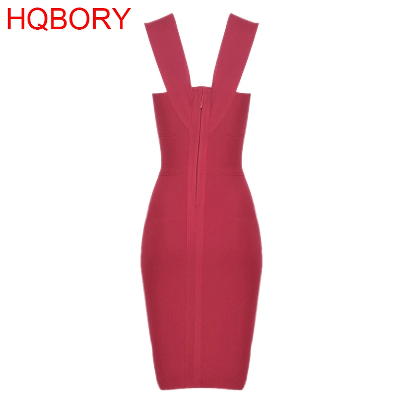 Free Shipping Dark Green Deep V Neck Elastic Knitted Runway Knee Length Sexy Women's New Fashion Bodycon Tank Bandage Dress