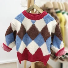 Новинка года, детские свитера для маленьких мальчиков и девочек свитера для мальчиков зимние свитера для девочек Вязаный детский пуловер Повседневная одежда для мальчиков возрастом от 3 до 7 лет
