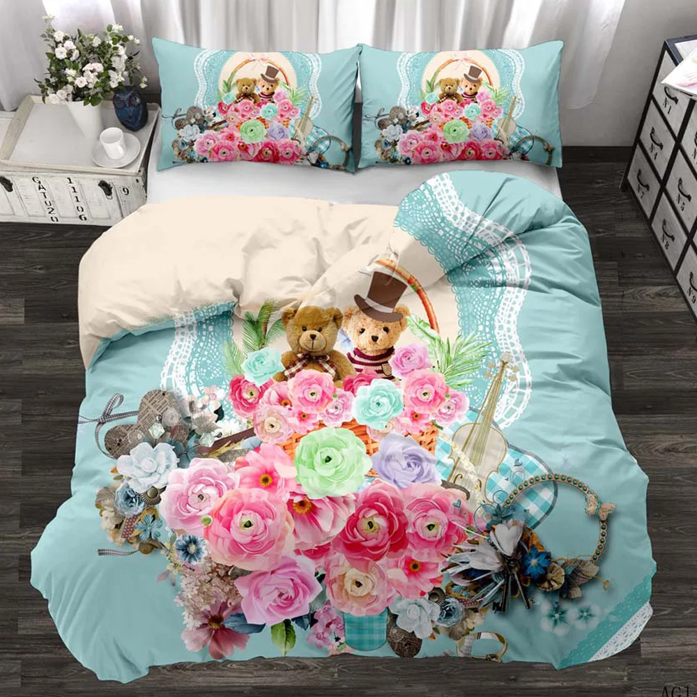 Fashion Pastoral Floral Pattern Bedding Set Turkey Style Duvet Cover