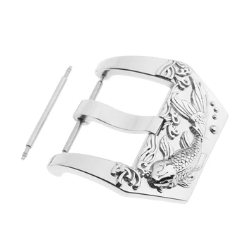 

Polished Vintage Fish Carved 316L Stainless Steel Buckle Pin For Watch Band Strap 22mm 24mm
