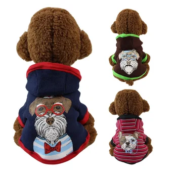 

Pet Clothes Dog Cat Costume Hooded Polyester Fleece Sweater For Autumn And Winter Small Medium Dog Clothes Pet Two-Leg Clothing