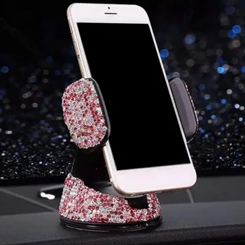

360 Degree Car Phone Holder for Car Dashboard Auto Windows and Air Vent with DIY Crystal Diamond Type Universal Brackets