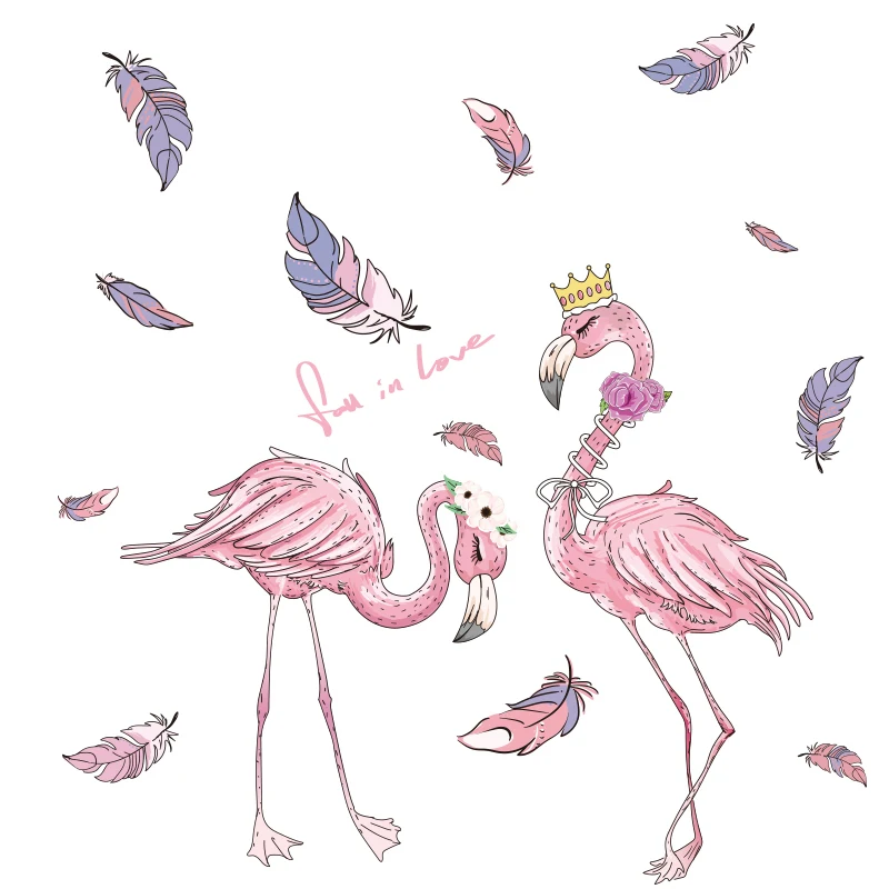 [Shijuekongjian] Фламинго, виниловые наклейки на стену, сделай сам, Мультяшные птицы, животные, домашний декор, наклейка для детской комнаты, украшения для детской спальни - Цвет: flamingo sticker 3