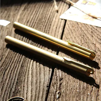 

high quality luxury gold optional minimalism Superfine ballpoint pen pure brass stationery copper ballpoint pen writing desk