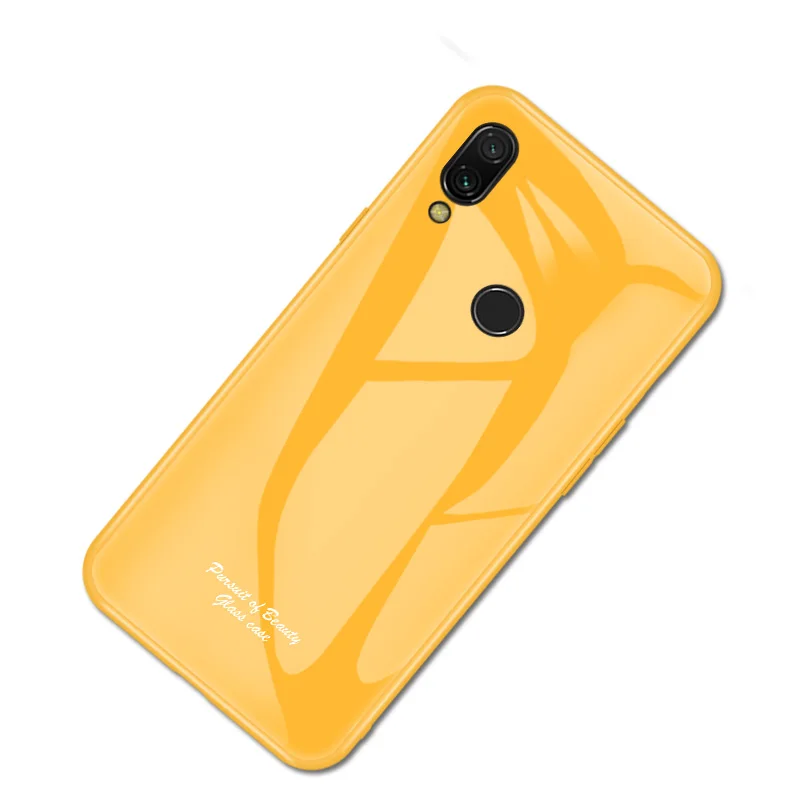 Redmi Note 7 Fahsion Macaron закаленное стекло крышка для Xiaomi Redmi Note 7 6," Силиконовый противоударный чехол корпус на Redmi Note 7 - Цвет: Yellow