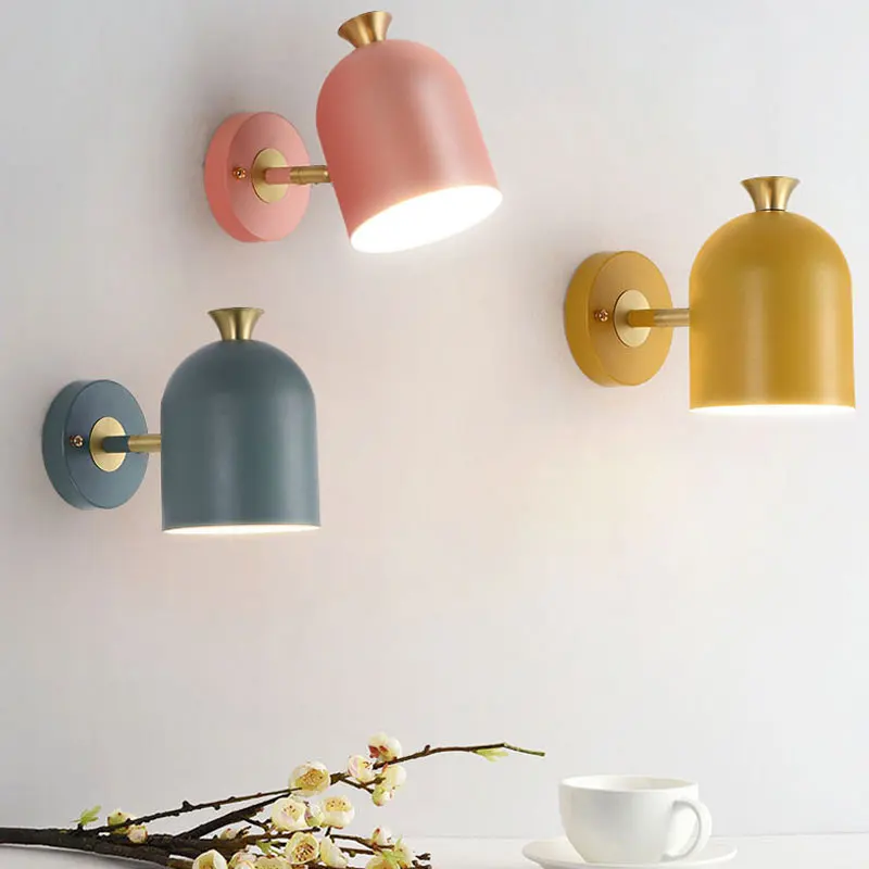 Modern Nordic simplicity LED Creativity colour wall light kitchen dining room bed room foyer study aisle Children Room Wall Lamp