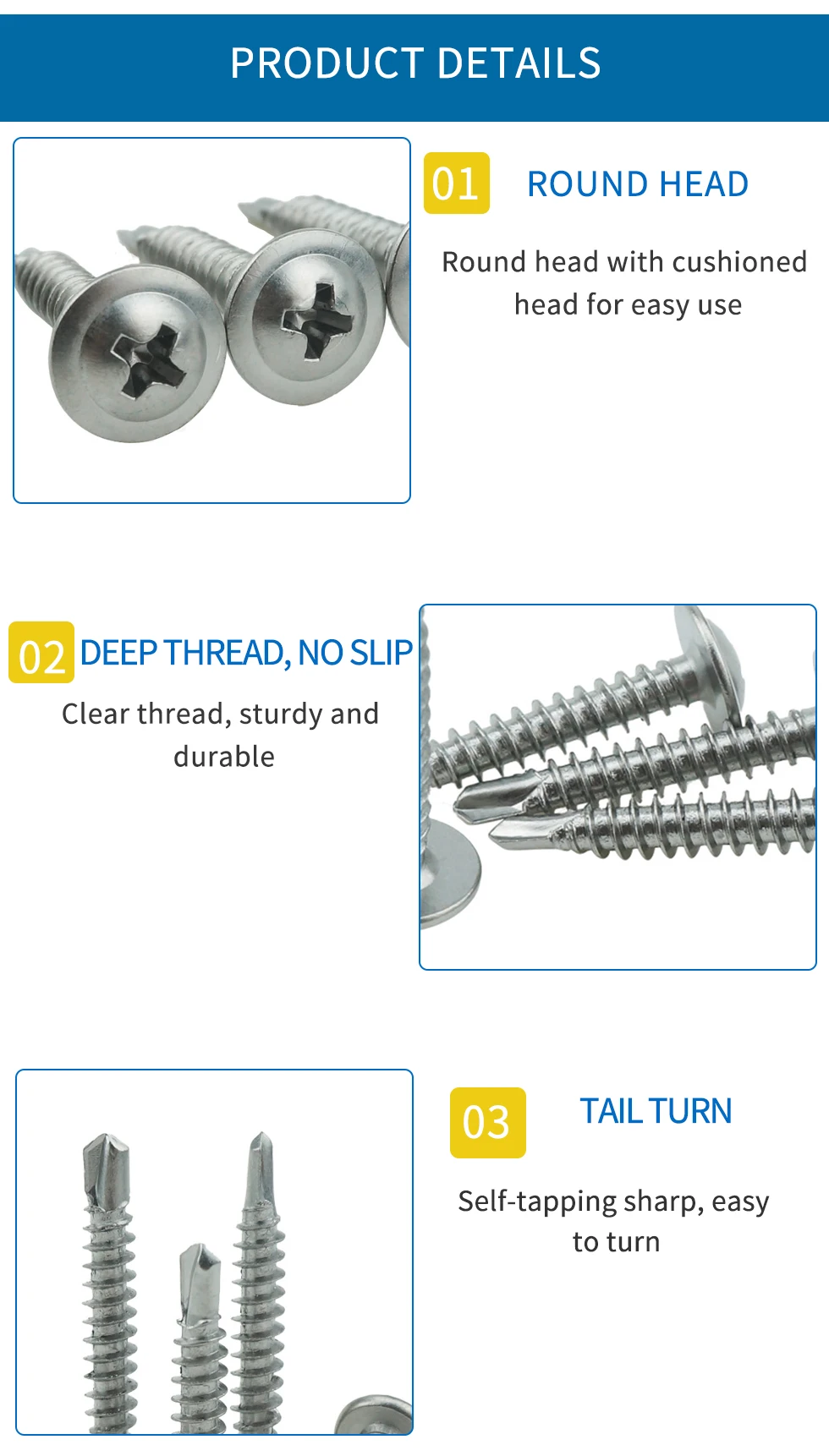 Parafuso, Large Flat Head, M4.2, M4.8, 410, 100Pcs, Frete Grátis