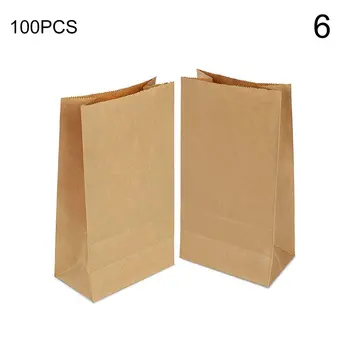 

100pcs Paper Bag Brown Kraft Paper Bag Gift Bags Packing Biscuits Candy Food Bread Cookie Bread Nuts Snack Baking Package