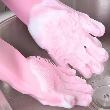 

Silicone Cleaning Gloves Natural Harmless Kitchen Waterproof Non-slip Durable Heat-insulating Wear Resistant Gloves