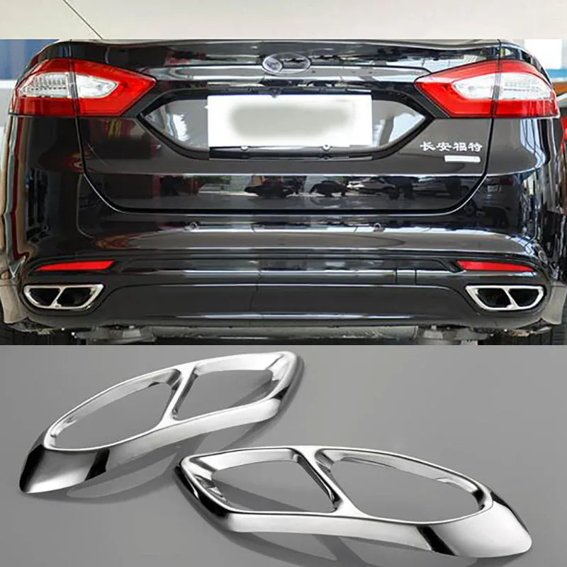  For Ford Mondeo/Fusion Sedan 2013-2018 Car Rear Dual Exhaust Muffler End Pipe Stickers Cover Trims 