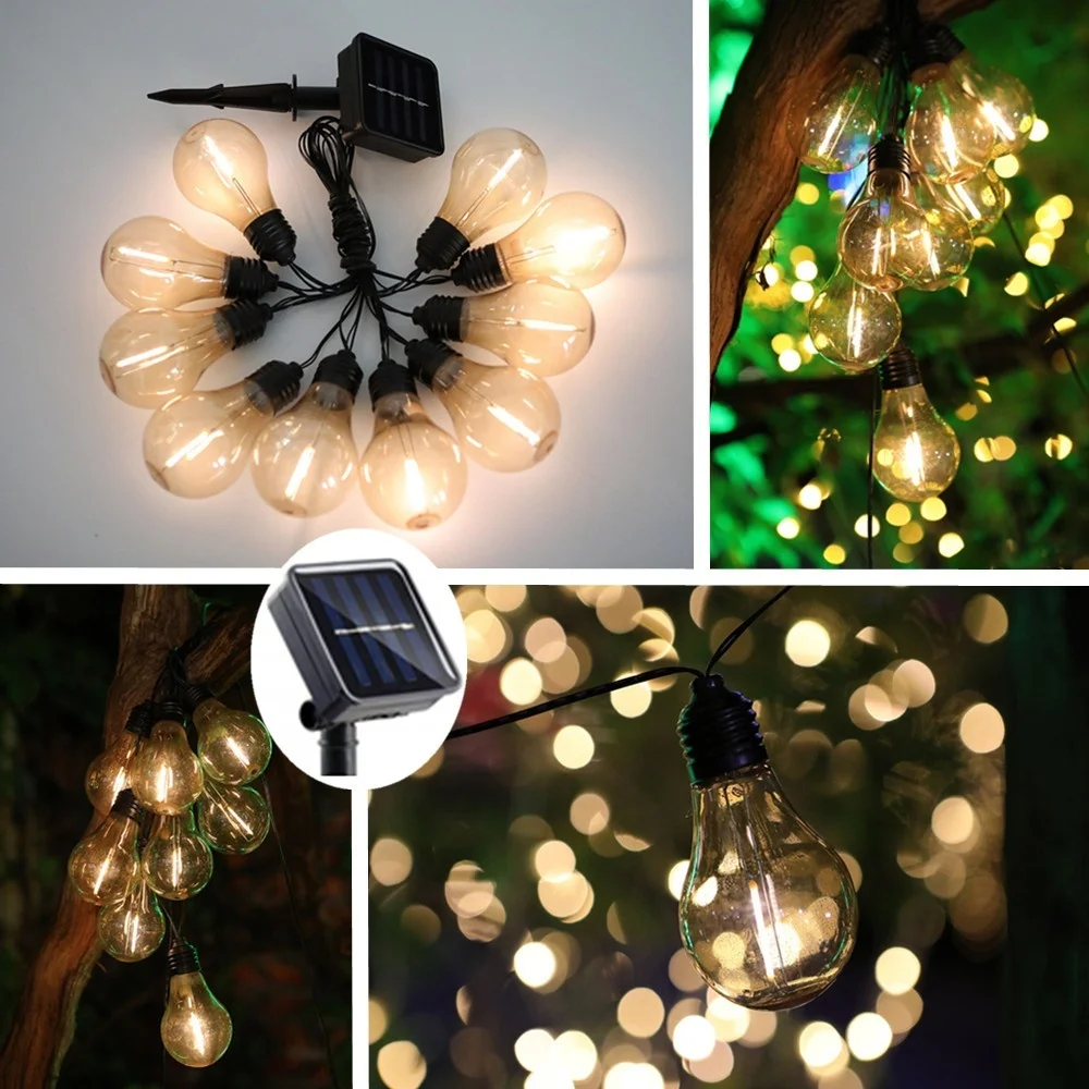 

10 Bulbs Solar Power LED Light Bulb Lamp Hanging Decoration Durable For Camping Outdoor Garden