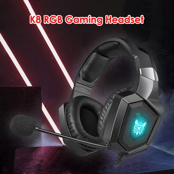 

Stereo Audio Over-Ear Gaming Headset with MIC K8 3.5mm Wired USB RGB Headphone Wired Earphone HiFi Headphones
