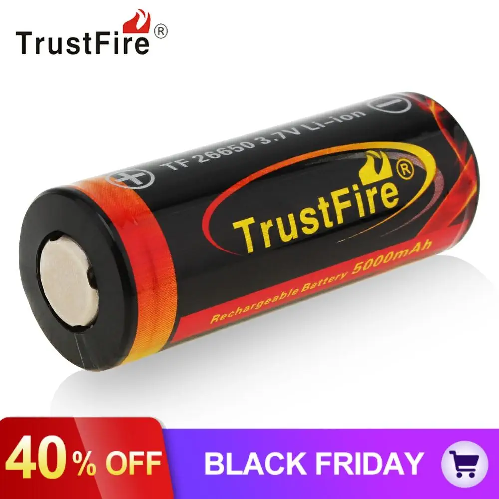 1 предмет в комплекте! TrustFire 3,7 V 5000mAh 26650 перезаряжаемая батарея большой емкости литий-ионная литиевая батарея с защищенной печатной платой для фонарика