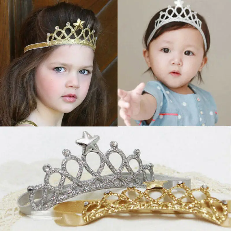 NEW Crown Birthday party baby headband girl Infant hair clothes accessories band newborn Headwear ti