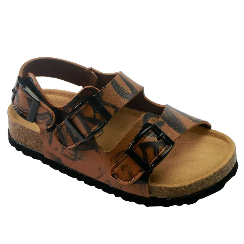 Boys Summer Sandals PU Leather Corks Beach Shoes Kids Sports Soft Non-slip Casual Toddler Sandals 1-5 years