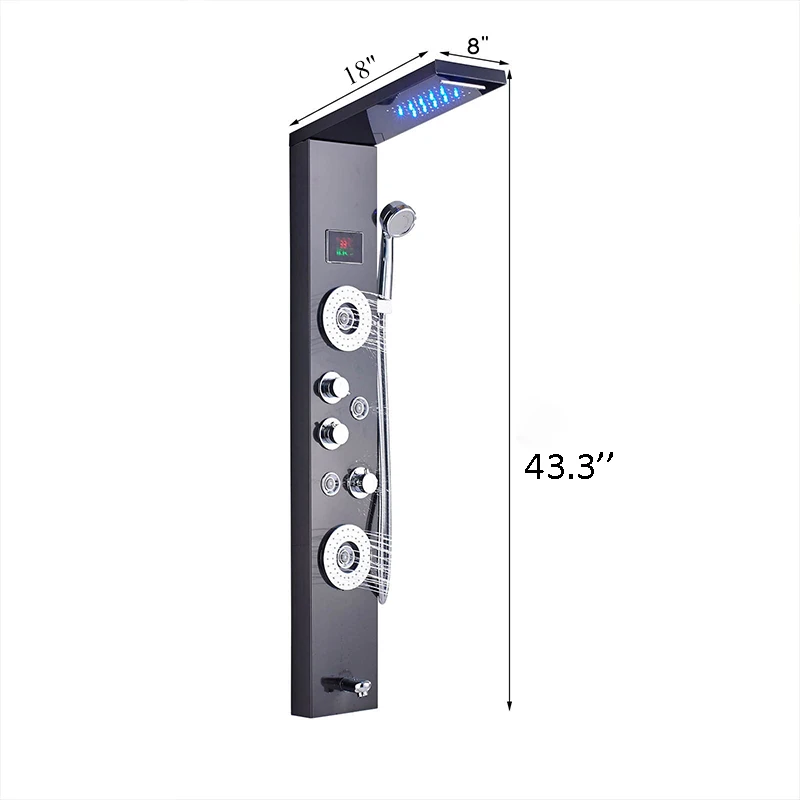 LED Digital Shower Faucet with Massage Jets