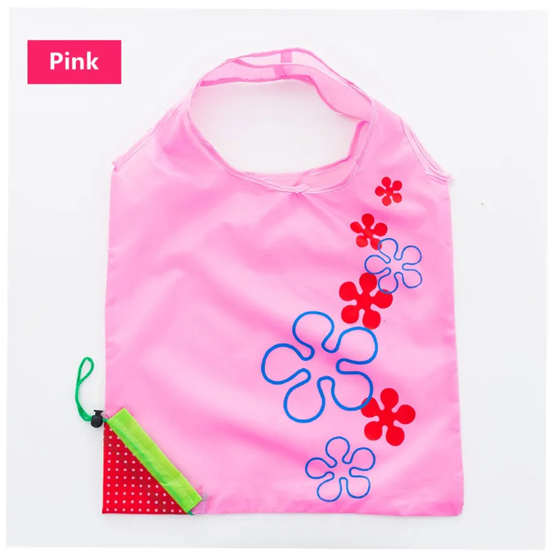 Pink Горячая креативная Экологичная сумка для хранения сумки клубника складные сумки многоразового использования для покупок складной продуктовый нейлоновый эко-сумка - Цвет: Pink