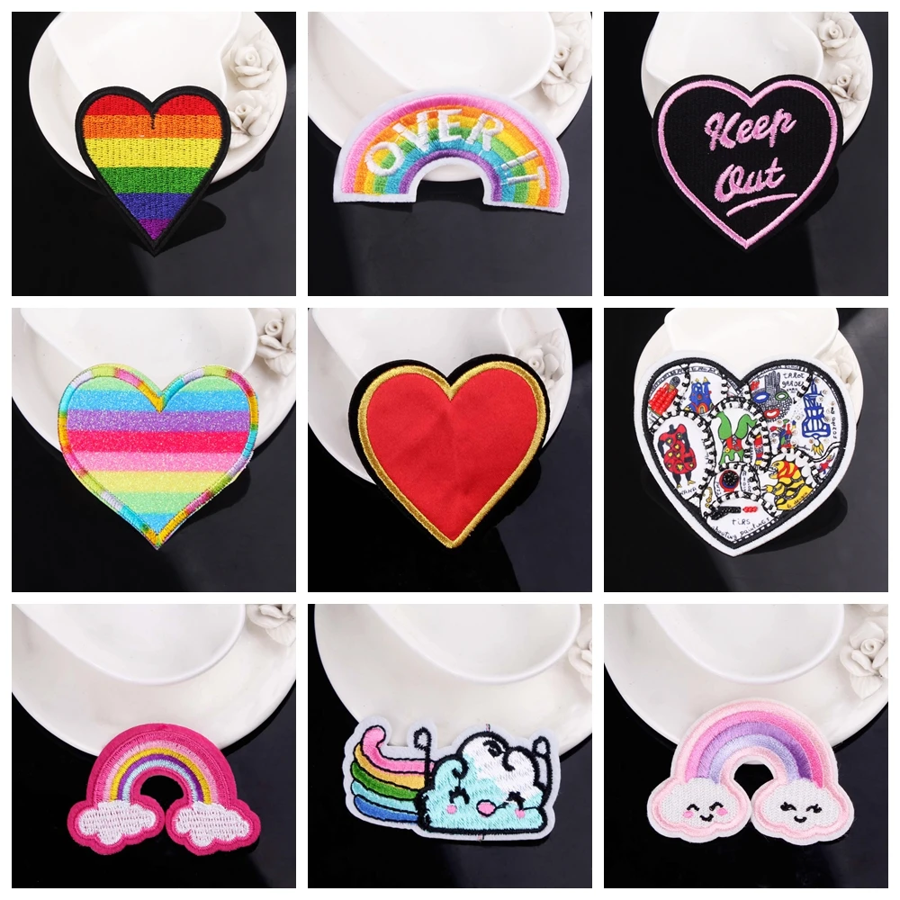 

Нашивки с надписью «Love», патчи для одежды с вышивкой, аппликации на заказ, радужные патчи, джинсы «сделай сам», значки, наклейки для одежды